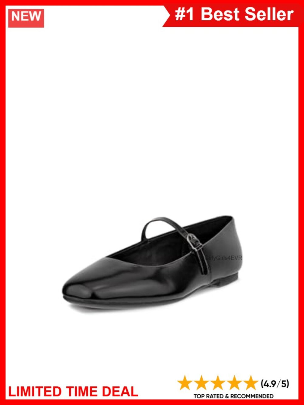 Patent Leather Mary Jane Ballet Flats Adjustable Buckle Comfort